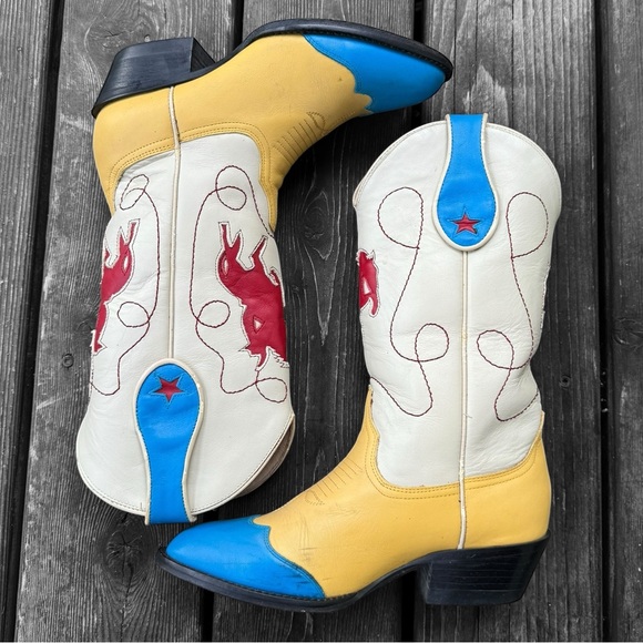 Rare Vintage Bucking Horse Inlay Western Style Women’s Cowboy Boots - Picture 2 of 10